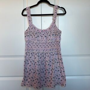 For Love and Lemons Purple Floral Smocked Sundress